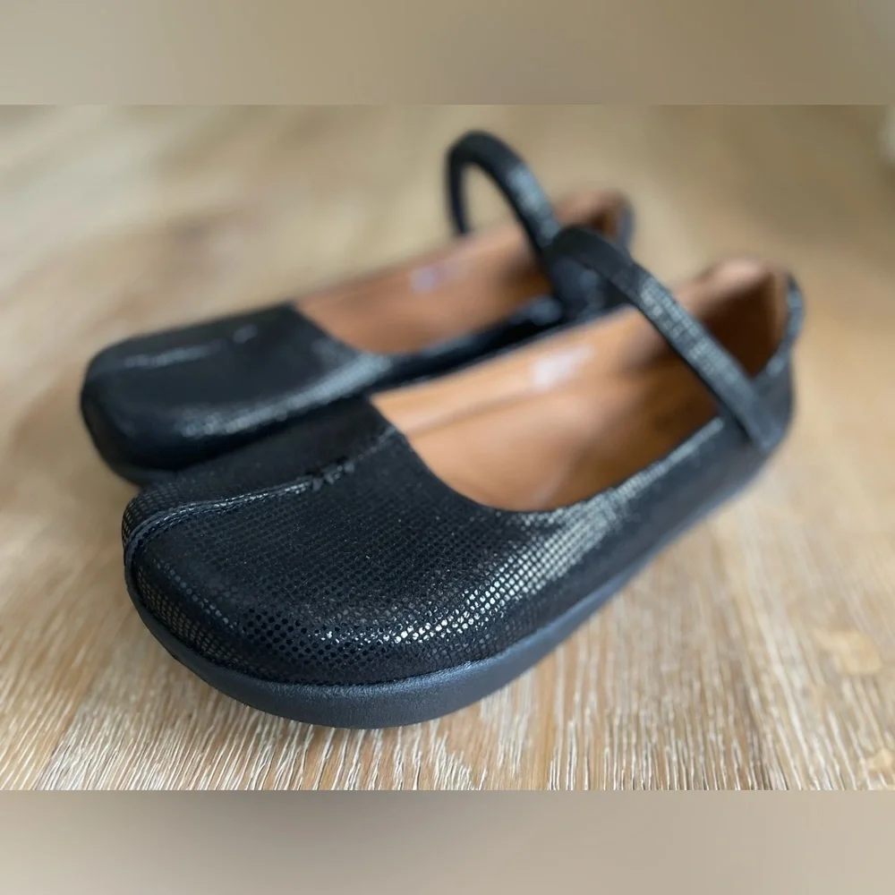 KALSO Earth SOLAR Mary Jane Black Leather Shimmer Size 9 Negative Heel - Picture 9 of 9